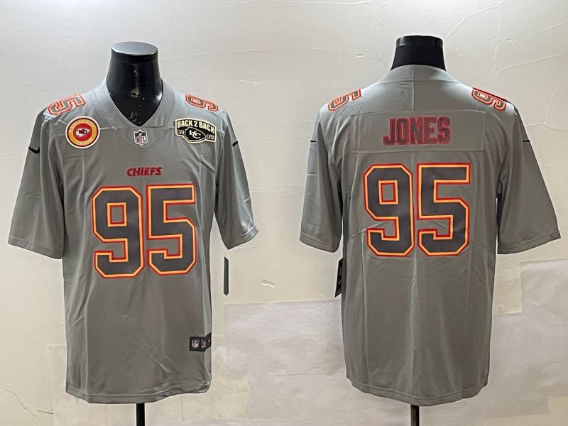 Men Kansas City Chiefs #95 Jones Grey 2025 Nike Vapor Limited NFL Jersey style 2106->kansas city chiefs->NFL Jersey